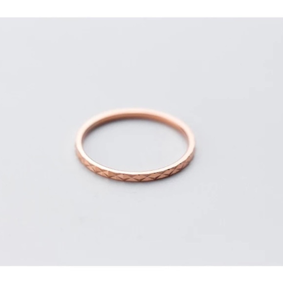 Multi-Faceted Dainty Skinny Rose Gold S925 Minimalist Stackable Ring Size 5.5 - Picture 6 of 8